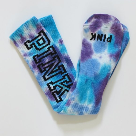 Victoria's Secret PINK Knee High Socks Blue Dyed NWOT Ship Next Day Rare - Picture 1 of 4